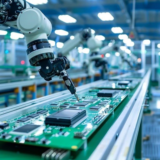 A picture of an assembly line.